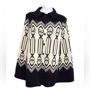 Vintage Sturbridge by Roosevelt Southwestern Style Blue Cream Poncho Size O/S